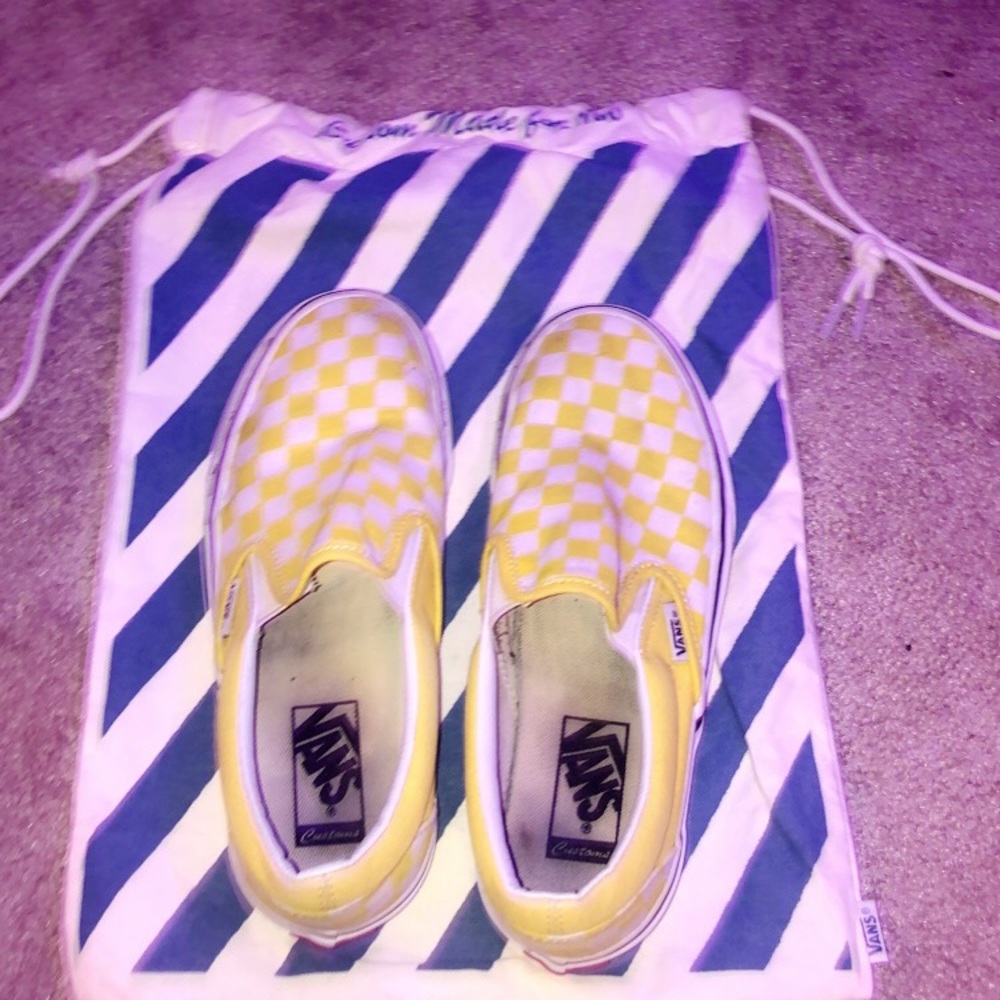 Custom Yellow and white checkered vans